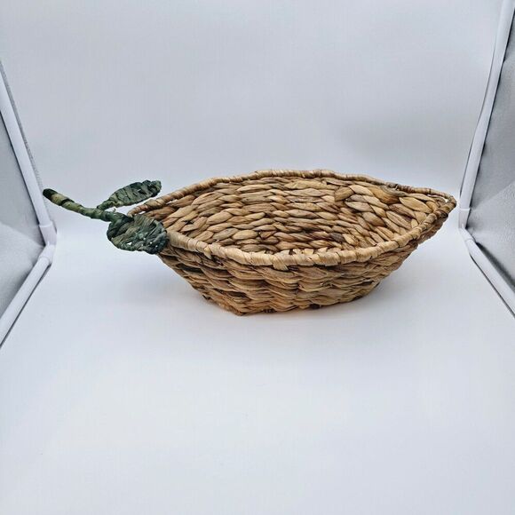 Natural Woven Basket with Leaf Accent - Picture 5 of 12